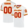 Custom White Mesh Throwback Football Jersey with Red-Gold
