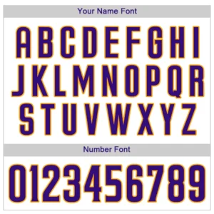 Custom White Pinstripe Baseball Jersey with Purple-Gold - Image 2
