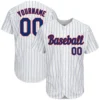 Custom White Pinstripe Baseball Jersey with Royal-Red