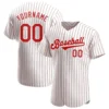 Custom White Pinstripe Baseball Jersey with Red-White